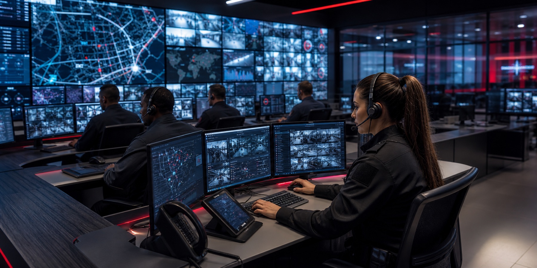 Security command center with monitoring dashboards