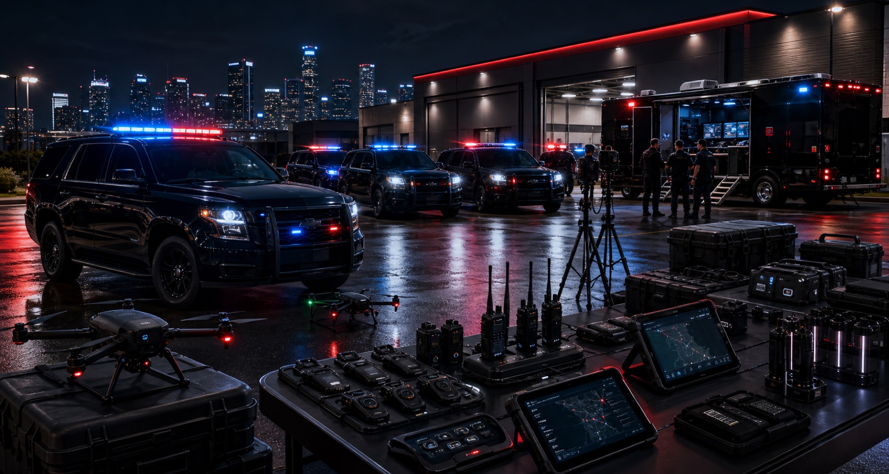 Security patrol fleet and equipment prepared for emergency response